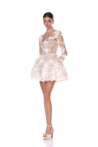 Bronx and Banco Anastasia Floral Long Sleeve Mini Dress #0 default White thumbnail