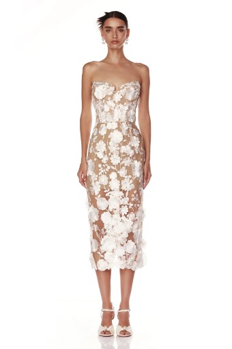 Bronx and Banco Jasmine Blanc Midi Dress #0 default White/Floral thumbnail