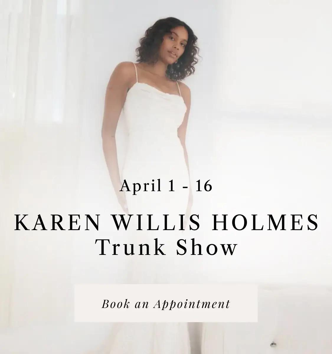 "Karen Willis Holmes Trunk Show" banner for mobile